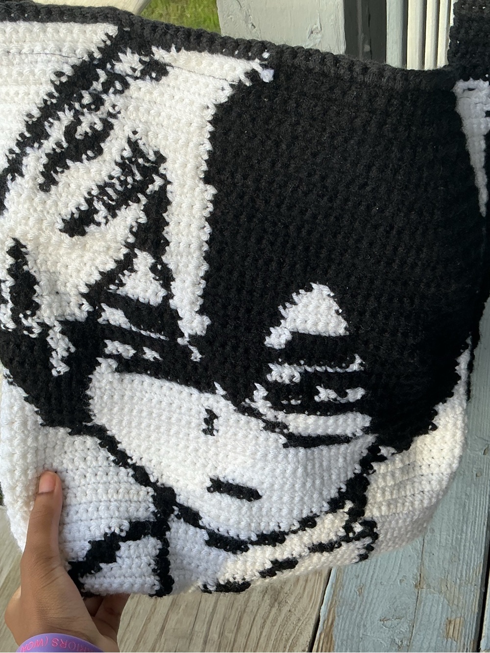 Black & White Crochet MHA Todoroki Crossbody Bag